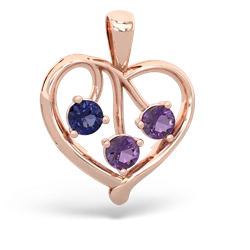 Lab Sapphire Glowing Heart 14K Rose Gold pendant P2233