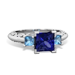 Lab Sapphire Eternal Embrace Engagement 14K White Gold ring C2001