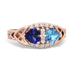 Lab Sapphire Sparkling Celtic Knot 14K Rose Gold ring R2645