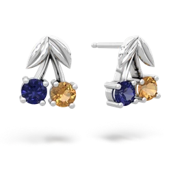 Lab Sapphire Sweet Cherries 14K White Gold earrings E7001