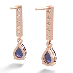 Lab Sapphire Art Deco Diamond Drop 14K Rose Gold earrings E5324