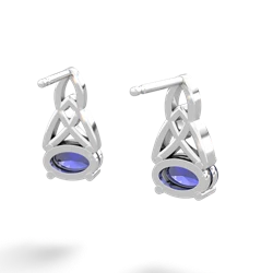 Lab Sapphire Celtic Trinity Knot 14K White Gold earrings E2389