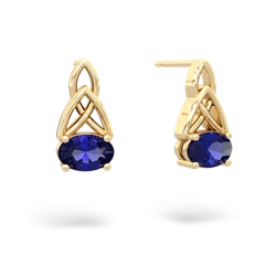 Lab Sapphire Celtic Trinity Knot 14K Yellow Gold earrings E2389