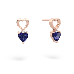 Lab Sapphire Four Hearts 14K Rose Gold earrings E2558