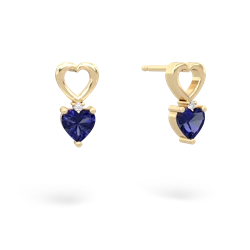 Lab Sapphire Four Hearts 14K Yellow Gold earrings E2558