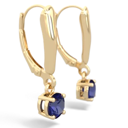Lab Sapphire 5Mm Round Lever Back 14K Yellow Gold earrings E2785