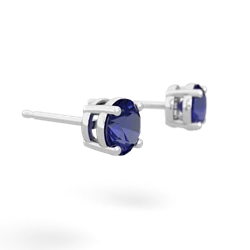 Lab Sapphire 5Mm Round Stud 14K White Gold earrings E1785