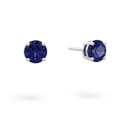 Lab Sapphire 5Mm Round Stud 14K White Gold earrings E1785