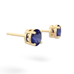 Lab Sapphire 5Mm Round Stud 14K Yellow Gold earrings E1785