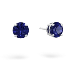 Lab Sapphire 6Mm Round Stud 14K White Gold earrings E1786