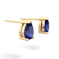 Lab Sapphire Teardrop Stud 14K Yellow Gold earrings E1793