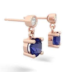 Lab Sapphire Diamond Drop 6Mm Round 14K Rose Gold earrings E1986