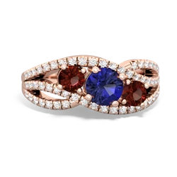 Lab Sapphire Three Stone Aurora 14K Rose Gold ring R3080