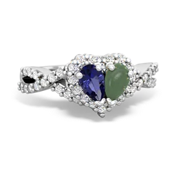 Lab Sapphire Diamond Twist 'One Heart' 14K White Gold ring R2640HRT