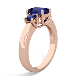 London Topaz Three Stone Emerald-Cut Trellis 14K Rose Gold ring R4021