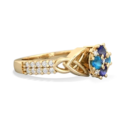 Lab Sapphire Celtic Knot Cluster Engagement 14K Yellow Gold ring R26443RD