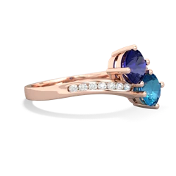 Lab Sapphire Channel Set Two Stone 14K Rose Gold ring R5303