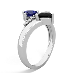 Lab Sapphire Heart To Heart 14K White Gold ring R2064