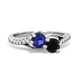 Lab Sapphire Infinity Pave Two Stone 14K White Gold ring R5285