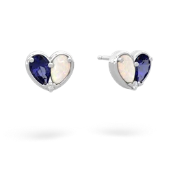 Lab Sapphire 'Our Heart' 14K White Gold earrings E5072