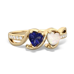 Lab Sapphire Side By Side 14K Yellow Gold ring R3090