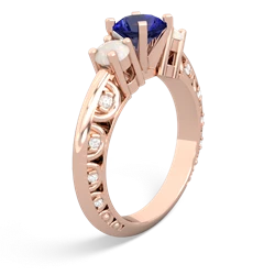 Lab Sapphire Art Deco Eternal Embrace Engagement 14K Rose Gold ring C2003