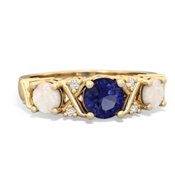 Lab Sapphire Hugs And Kisses 14K Yellow Gold ring R5016