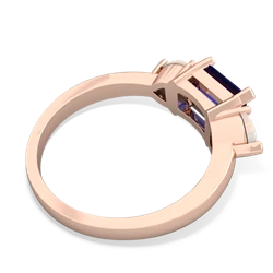 Lab Sapphire Three Stone 14K Rose Gold ring R5235