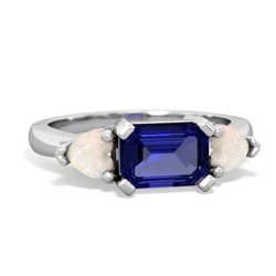 Lab Sapphire Three Stone 14K White Gold ring R5235
