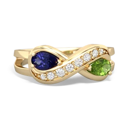 Lab Sapphire Diamond Infinity 14K Yellow Gold ring R5390