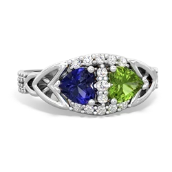 Lab Sapphire Sparkling Celtic Knot 14K White Gold ring R2645