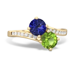 Lab Sapphire Channel Set Two Stone 14K Yellow Gold ring R5303