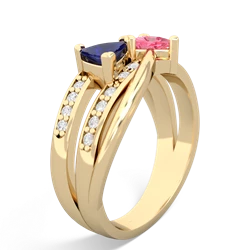 Lab Sapphire Bowtie 14K Yellow Gold ring R2360