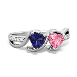 Lab Sapphire Side By Side 14K White Gold ring R3090