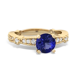 Lab Sapphire Sparkling Tiara 6Mm Round 14K Yellow Gold ring R26296RD