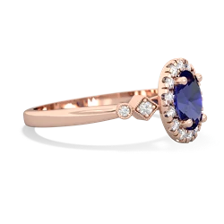 Lab Sapphire Antique-Style Halo 14K Rose Gold ring R5720