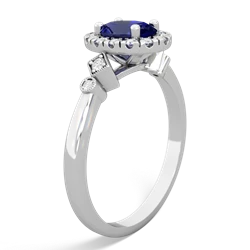 Lab Sapphire Antique-Style Halo 14K White Gold ring R5720