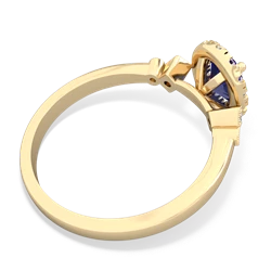 Lab Sapphire Antique-Style Halo 14K Yellow Gold ring R5720