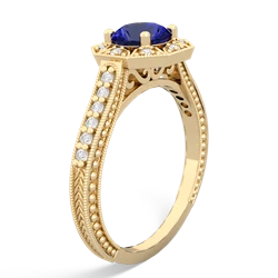 Lab Sapphire Art-Deco Starburst 14K Yellow Gold ring R5520