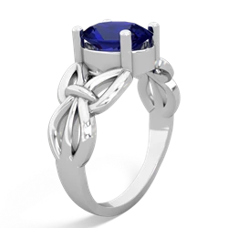 Lab Sapphire Celtic Knot Cocktail 14K White Gold ring R2377