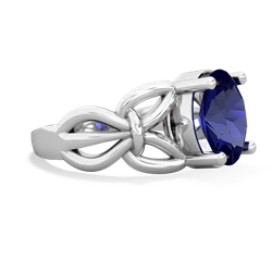 Lab Sapphire Celtic Knot Cocktail 14K White Gold ring R2377