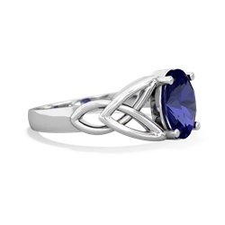 Lab Sapphire Celtic Trinity Knot 14K White Gold ring R2389