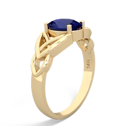 Lab Sapphire Celtic Trinity Knot 14K Yellow Gold ring R2389