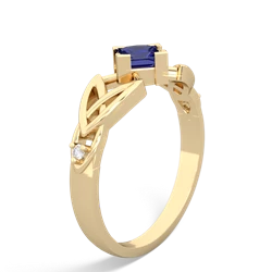Lab Sapphire Celtic Knot Princess 14K Yellow Gold ring R3349