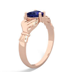 Lab Sapphire Claddagh Diamond Crown 14K Rose Gold ring R2372