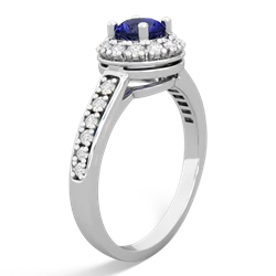 Lab Sapphire Diamond Halo 14K White Gold ring R5370