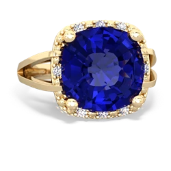 Lab Sapphire Art Deco Cocktail 14K Yellow Gold ring R2498