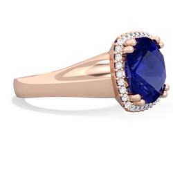 Lab Sapphire Halo Cocktail 14K Rose Gold ring R2544