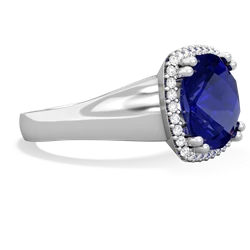Lab Sapphire Halo Cocktail 14K White Gold ring R2544