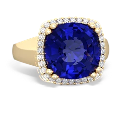 Lab Sapphire Halo Cocktail 14K Yellow Gold ring R2544
